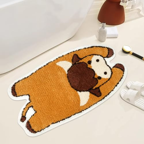 Desdfcer Highland Cow Rug, 27x15 Inch Non-Slip Tufted Door Mat & Bath Mat, Super Absorbent Washable Floor Mat Rugs for Living Room, Bedroom, Home Decor & Highland Cow Gifts for Housewarming
