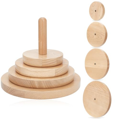 BENECREAT 4 st verktygsset i bokträ, 12/16/19,7/24 cm runt keramiskt toppverktyg, lerplatta pressverktyg med handtag för att göra keramikskålar och tallrikar