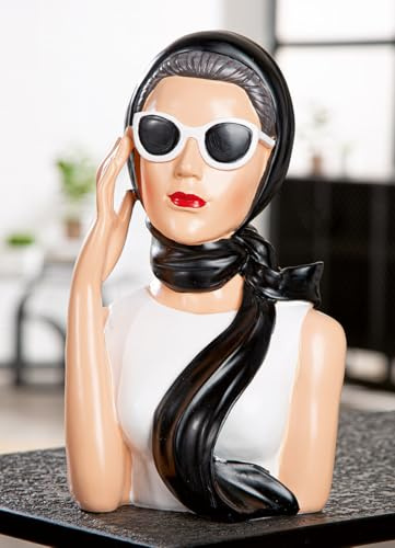 GILDE Dekofigur Frau Lady Audrey Kunstharz schwarz weiß 27,5 cm