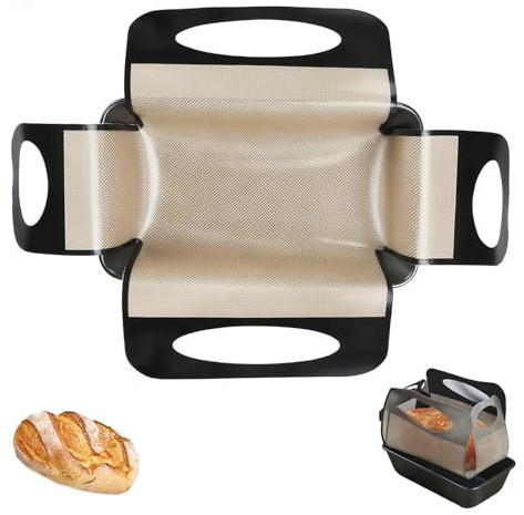 2-Pack Neue Silikon Brotbackmatte, Antihaft Wiederverwendbar Faltbare Teigmatte, Faltet sich in Brotkastenform mit Griffen, Perfekt als Brotbackzubehör, Silikon Backmatte, Backpapier wiederverwendbar