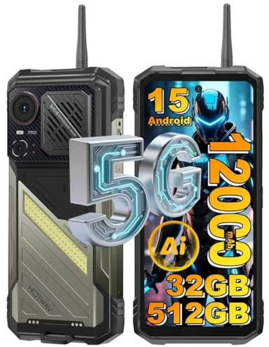 HOTWAV Hyper 8 Ultra Outdoor Handy 5G mit Walkie-Talkie - 6.8 2K FHD+ 120Hz Outdoor Smartphone, 32GB+512GB/2TB Android 15 12000mAh 55W Schnellladung, 125dB Lautsprecher & KI-Foto, WiFi 6/GPS/OTG/NFC