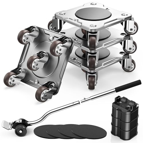 WOUOW Furniture Movers with 5 Wheels 360° Rotating Universal Wheels, Furniture Lifter for Easy Moving, Heavy Duty Dolly with Carbon Steel Panel Max Load 500KG