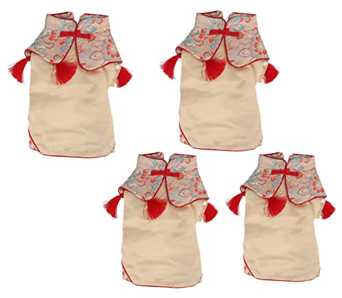 Hunde Tang Anzug Baumwolle Chinesischer Stil, Satin Hundebekleidung für Haustier und Katze - Atmungsaktiv, Ergonomisch, Traditionelles Design für Party und Alltag (L)