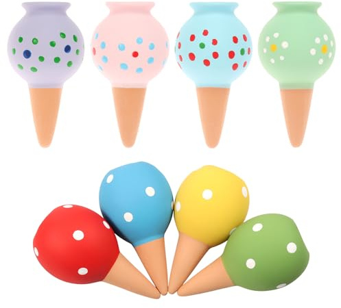 Deuson 8 conos de arcilla para riego, bolas de riego, autoriego de alta calidad, dispensador de agua, riego, para plantas de interior y plantas de jardín (multicolor)