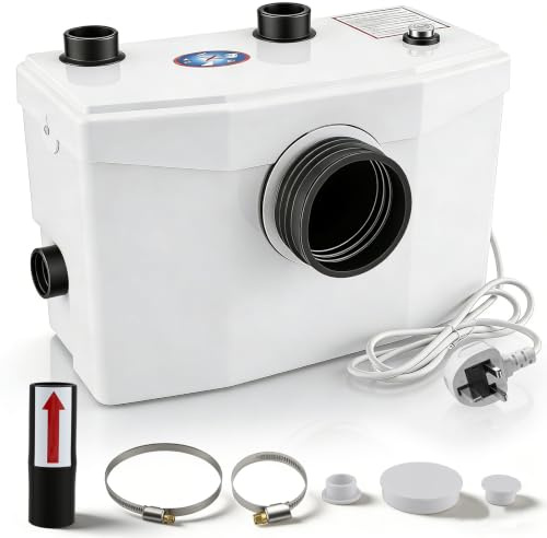Broyeur Sanitaire 600W, Pompe de Relevage Eaux Usées3 Entrées 1 Sortie, Débit 240 L/min, Hauteur 8m, Moteur Cuivre, pour WC, Douche, Évier, Buanderie, Sous-Sol