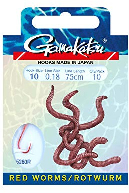 Gamakatsu Gebundene Haken BKD-5260R Rotwurm 10