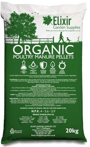 Elixir Gardens UK Chicken Poultry Organic Super Concentrated Farm yard Manure Pellets 20Kg BAG | Can treat over 500sqm