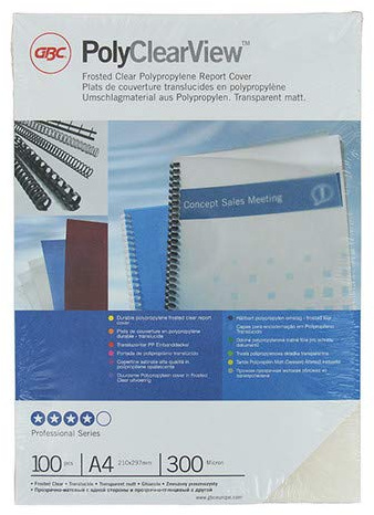 GBC Einbanddeckel PolyClearView, DIN A4, 0,30 mm,transparent, Sie erhalten 1 Packung, Packungsinhalt: 100 Stück