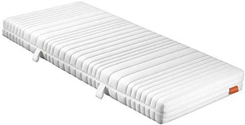 sleepling 190142 Federkernmatratze Comfort 110 | Taschenfederkern Matratze | 7-Zonen Punktoflex | Härtegrad 2.5 | Made in EU | Wendegriffe | Ökotex | 60 Grad waschbar | 140 x 200 x 18 cm, weiß