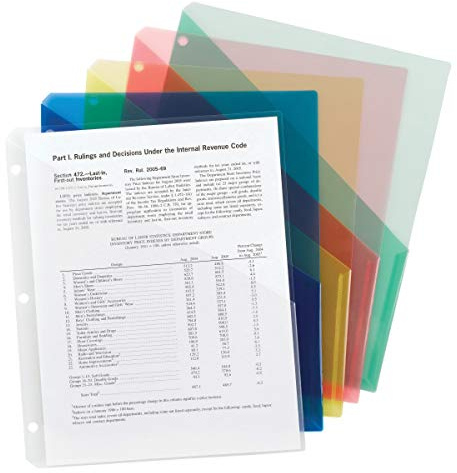 Smead Organized Up Poly Translucent Slash File Jacket, Three-Hole Punched, Letter Size, Assorted Colors, 10 Count