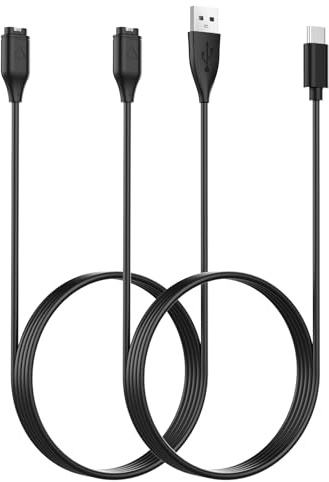 Simpeak 2Pcs Charger Cable Compatible with Garmin vivoactive 6 5/ Forerunner 255 165/ Instinc 3 2, 100cm USB+Type C Charging Cable Replacement for Fenix 8/ Venu 4S 4 3