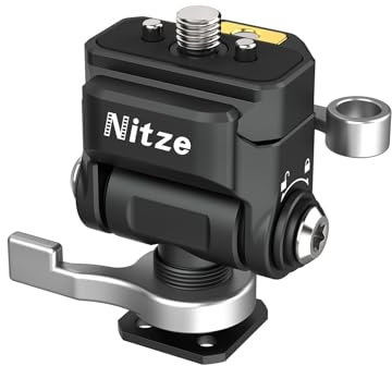 Nitze Support de Moniteur de Caméra à Dégagement Rapide avec Cold Shoe, Monitor Support ave NATO Rail vis 1/4 Rétractables, avec Pince OTAN Réglable,Inclinaison 180° et panoramique 360° - N54-S1