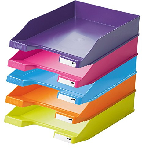 HAN 1027-X Briefablage Klassik, DIN A4/C4, stapelbar, stabil, modern (Sortiert | Trendfarben, 10er Pack)
