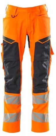 Mascot 19579-236-14010 Accelerate Safe Prowash Stretch Zones Zweifarbig Hose mit Knietaschen, Hi-Vis Orange/Schwarzblau, 82C52 Größe