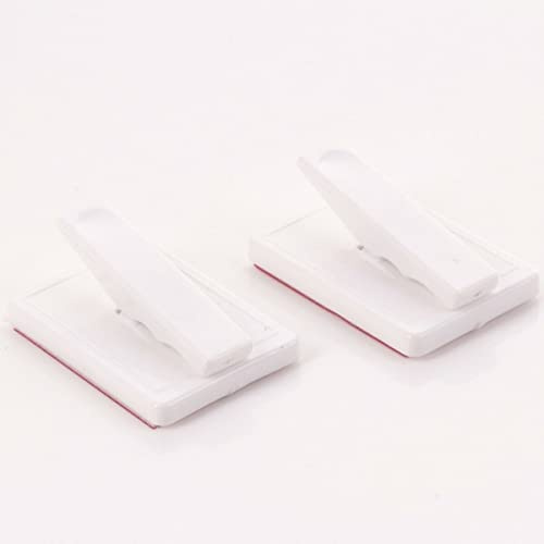 Vision4ever 2Pcs SELF Adhesive Bill Clips Kitchen Tea Towel Apron Oven Glove Clamp Holder White Color Easy to Use