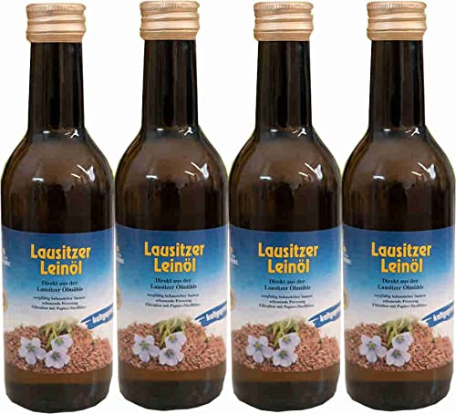 4 x 250 ml Speiseleinöl Leinsamenöl nativ frisch kaltgepresstes Leinöl für gesunde Energie