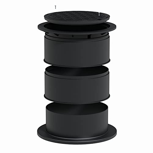 GreenLife Teleskop Domschacht 620-820 mm ausziehbar mit Schachtabdeckung Deckel rund - Ausgleichsdom, Schiebedom, Schwarz