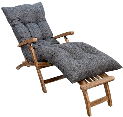 bananair - Auflage Gartenliege Sonnenliege - Dick, Ultra Bequem, Stepp-Design - Made in France - Liegenauflage mit Klettverschluss (185x60x15 cm, Grau)