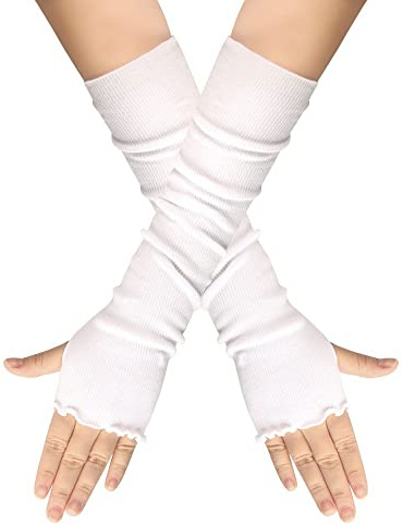 BEEK Damen Fingerlose Handschuhe Dehnbar Arm Handwärmer Lange Fäustlinge Arm Handschuhe Winter Warm Lange Ärmel Warm Strick Handschuhe Pluswärmer Handstulpen Armwärmer Stulpen 1 Paar