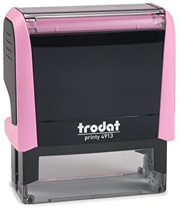 Personalisierter Adressstempel Trodat Printy 4913 Pastell Rosa – Selbstfärbender Stempel mit individuellem Wunschtext zum Bestellen – 6 Zeilen Text, Abdruck 58 x 22 mm