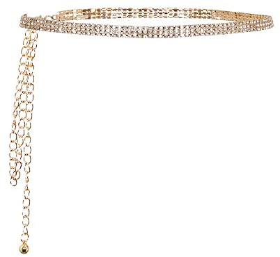 Naimo Strass Taillenkette Gürtel Kristall Kettengürtel Metall Link Körperkette Taille Gürtel für Kleid Jeanskleider