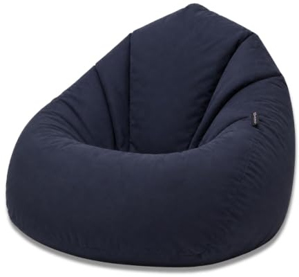 BuBiBag Sitzsack XXL Bodenkissen für Erwachsene & Kinder - Geeignet für Gaming oder Entspannen - Indoor wie Outdoor da er Wasserfest ist - mit EPS Perlen (Dunkelblau/Marine, XXL)