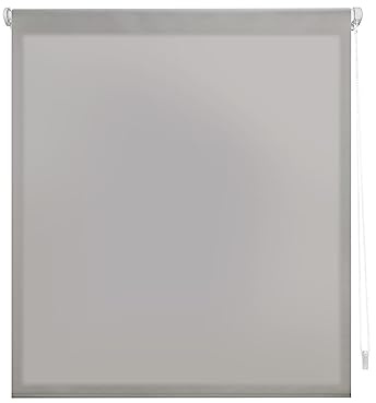 Decorblind EasyFix Rollo, lichtdurchlässig, ohne Werkzeug und ohne Bohren, Maße Rollo: 52 x 180 cm Breite x 180 cm Länge/Stoffmaß Rollo: 49 x 175 cm, einfarbig, Silberfarben, Jalousien für Fenster