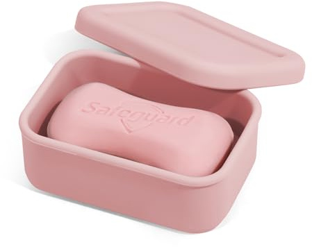 Leak Proof Silicone Travel Soap Case with Draining Tray - Bar Soap Holder for Travel, Gym & Camping - Mess-Free Portable Soap Container for Carry-on Bags (Light Pink)