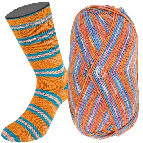 LANA GROSSA Meilenweit Cotone Vegano Baia| 4-fädiger Baumwoll-Sockenklassiker, waschmaschinenfest | Handstrickgarn aus 76% Baumwolle, 14% Polyamid & 10% Polyester | 100g Wolle | 420m Garn FB1514