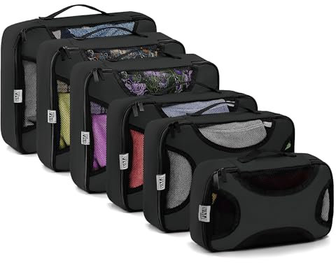 INNOVITY Set of 6 Packing Cubes for Suitcases, Travel Essentials for Carry on Luggage, Suitcase organiser Bags Set for Travel Accessories in 4 Sizes (Dark Grey)