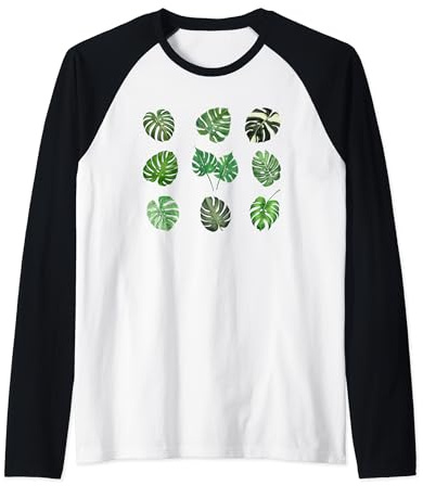 Boho Monstera Deliciosa Plant Swiss Cheese Indoor Plant Raglan Baseball Tee