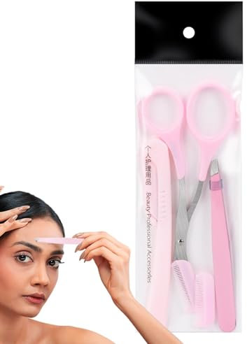 Augenbrauen-Trimmer-Schere, Augenbrauen-Schere mit Kamm - 3 Teile/satz Augenbrauenschere Augenbrauentrimmschere,Tragbare, rutschfeste Augenbrauenschere aus Edelstahl, Augenbrauenschere für