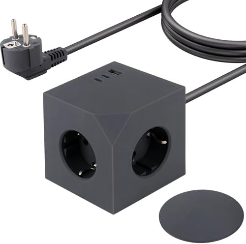 Dhqkqg Multipresa Cubo, Multipresa Cube USB C, 6 in 1 Multipresa da Scrivania con 2 USB-C PD20 W e USB-A, 3 prese multiple, Ciabatta da Scrivania, Multipresa USB C, presa multipla per ufficio casa