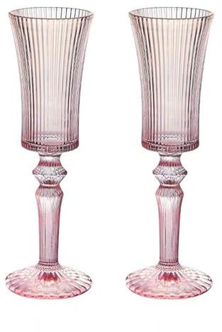 Jarsense 2PCS Glasses 140ml Tall Champagne Glasses Vertical Cocktail Glasses for Banquet Party Wedding Party Restaurant (Pink)