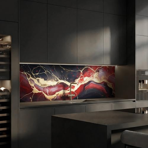 dedeco köksbakvägg motiv: Marmor V23, 3 mm aluminium aluminiumplattor som stänkskydd kakelspegel för fastsättning väggskydd vattentät, UV-lack matt, alla underlag, 220 x 60 cm