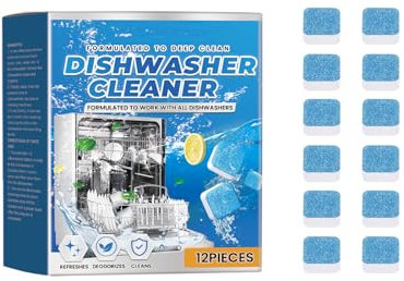 Laundry Tablettes de nettoyage pour machine Pastiglie per la Pulizia della Lavastoviglie 12 pastiglie,Detergente e Deodorante per Lavastoviglie,Detersivo Lavastoviglie Pastiglie