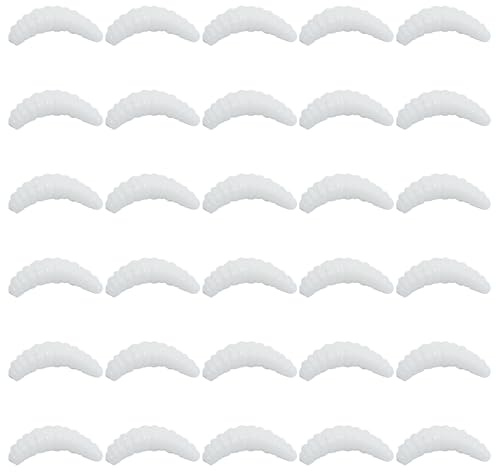Fake Maggots Soft Worm Tipped Lure Wax Worms for Fishing or Pranks,Ice Fishing Lures Baits Perfect for Crappies Sunfish Catfish Bream Blue Gills Perch Trout Worms, White&No Head,30PCS,LXLVOUEG