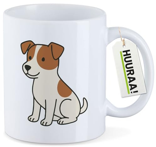 Huuraa Kaffeetasse Jack Russell Terrier Comic Jacky Geschenk | Motivtasse 330ml Weiß Keramik Tasse mit Spruch Kaffeebecher Geschenkidee Becher mit Motiv