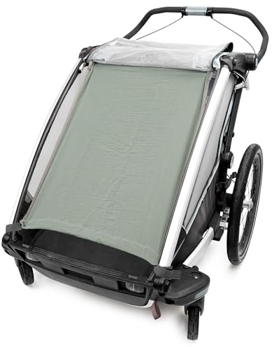 Priebes Sonnensegel für Fahrradanhänger 2 Kinder- UV-Schutz 50+ - Sonnensegel für Fahrradanhänger Lastenanhänger - Optimale Luftzirkulation - Waschbar - 100% Baumwolle - Einfache Befestigung