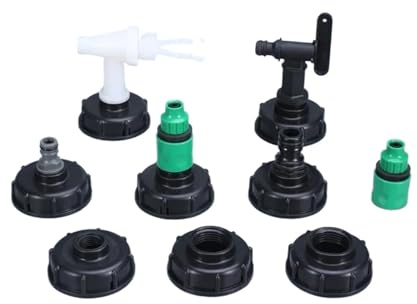Wasserhahn, 1/2 inch S60x6 Thread Plastic IBC Tank Tap 15mm Adapter with Switch Valve Water Tank Fittings 1Pc(3)