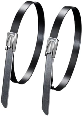 Fascette metalliche, Circa 100 pezzi in acciaio inossidabile 304, metallo nero, autobloccante, resistente, antiossidante, 100/200/300 mm x 4,6 0,25(300mm)