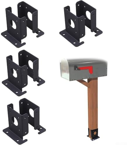 4Pcs Heavy Duty Adjustable Post Base Brackets for 4x4 Wood Fence Pergola Deck Handrail Railing Porch Mailbox Table Legs Terrace Fences Signs Black Steel
