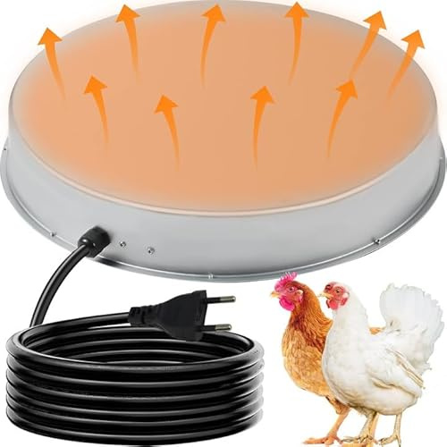 38cm Heizplatte für Geflügeltränke, 130W Hühnerwassererhitzer-Basis für den Winter, Hühnerfutter Frostschutzplatte für Geflügeltränken aus Kunststoff/Metall unter 6 Gallonen (38cm)
