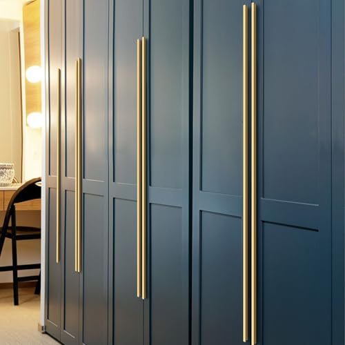 Schrankgriffe Gold Lang,2 Kabinett Möbelgriffe Modern, Massive Aluminium | Duschtürgriffe Eloxierte Oberfläche T-Zuggriffe Lochzentren: 96 - 960 mm Küchenschrank Türgriffe 960mm/37.8in