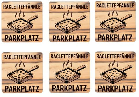 Raclette-pannor, uppsättning med 6 träunderlägg, roliga träunderlägg för raclette-kvällar för att kunna lägga ner den varma pannan