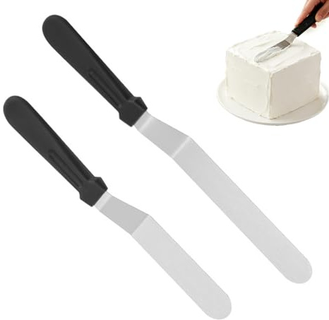 Palette Knife Baking, Stainless Steel Angled Spatula, Palette Knife Set | 2 Pcs for Cake Decorating, 2 Size Angled Spatula for Cake Decorating Smoothing Icing and Cooking Frosting Pastries