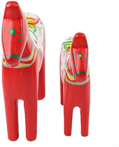 Adorno de caballo Dala, hecho a mano, estatua de caballo Dala sueco de madera roja, adornos de tallado de madera para exhibición de estantes