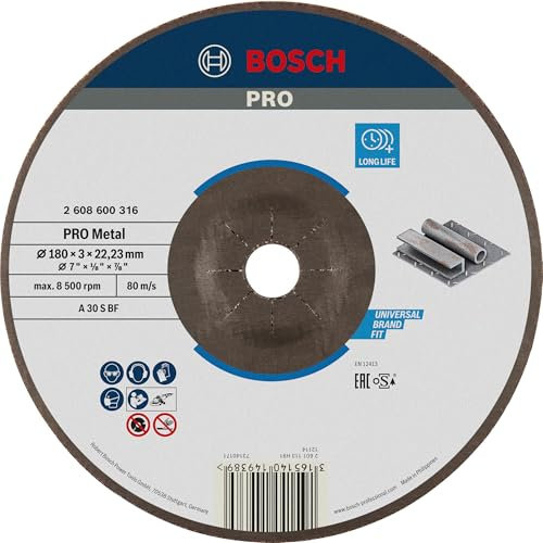 Bosch 2 608 600 316 - Disco de corte acodado Expert for Metal - A 30 S BF, 180 mm, 3,0 mm (pack de 1)