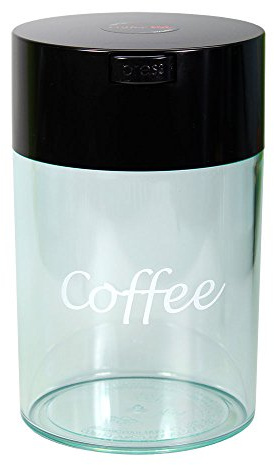 CoffeeVac 1.85L Vacuum Coffee Canister (500g) – Airtight, Degassing Valve, BPA-Free, Smell Proof (Black/Clear)