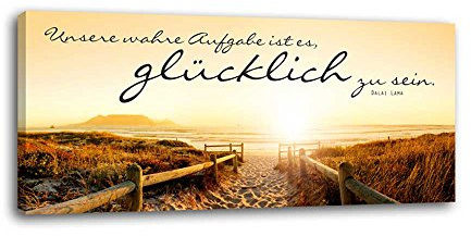 dalinda® XXL-Wandbild Leinwandbild mit Spruch Unsere wahre Aufgabe... 100x40cm Wanddekoration Keilrahmenbild Kunstdruck Wandbild Panorama Leinwandbild LS007